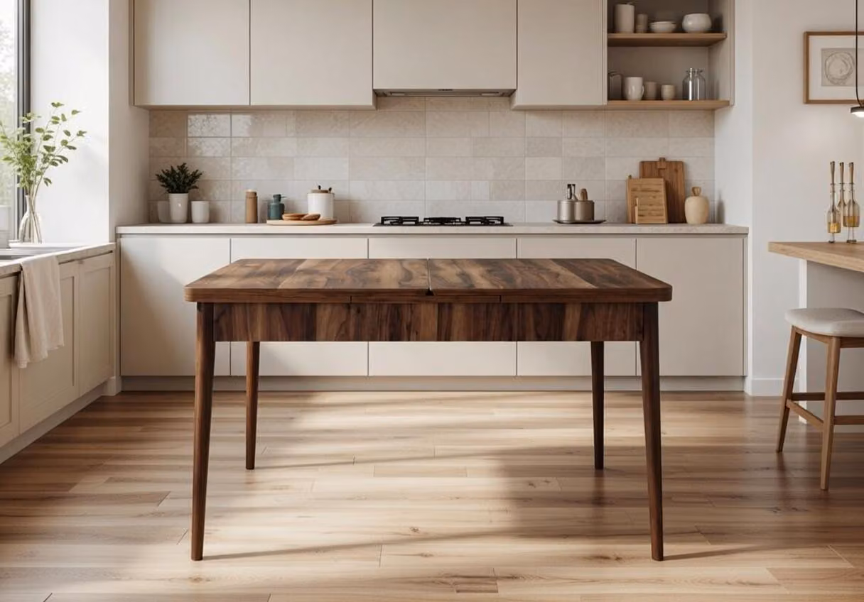 Tavolo da pranzo, sala da pranzo, moderno, in legno, elegante, comodo, marrone, esclusivo