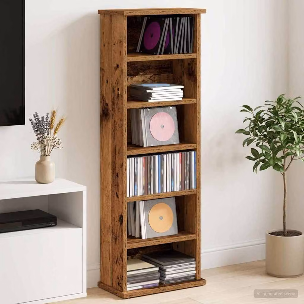 Mobile per CD vidaXL in legno ingegnerizzato color marrone, L 60 cm x P 17 cm x H 92 cm
