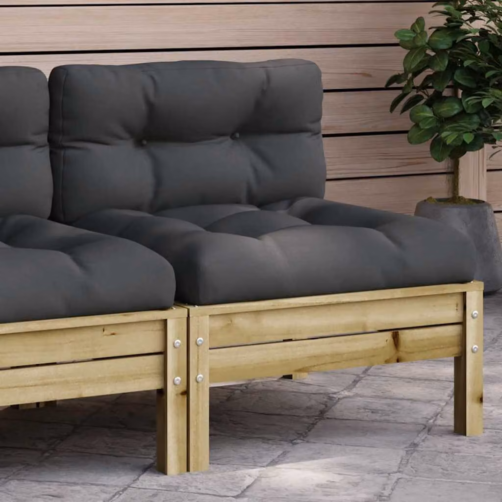 Divano da giardino vidaXL in legno di pino impregnato con cuscini color antracite, marrone o grigio