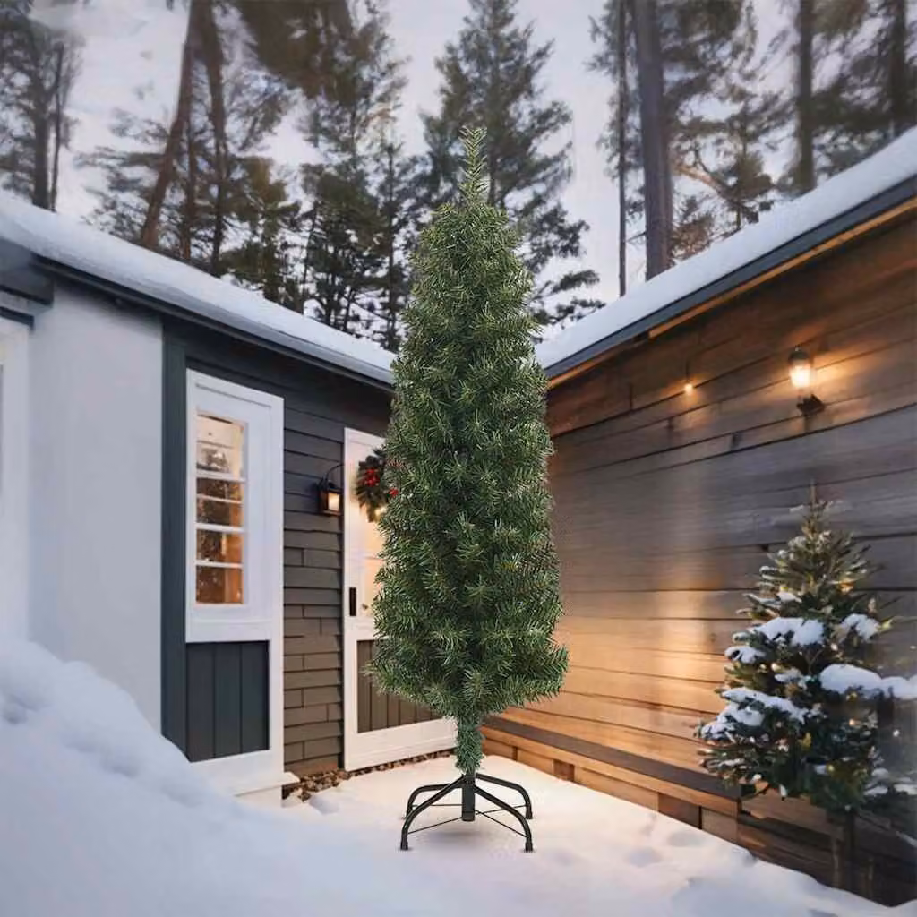 vidaXL Albero di Natale Sottile con Base 270 cm in PVC