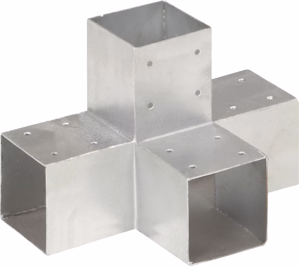 Connettori per Pali a Forma di X 4 pz in Metallo Zincato 91x91 mm