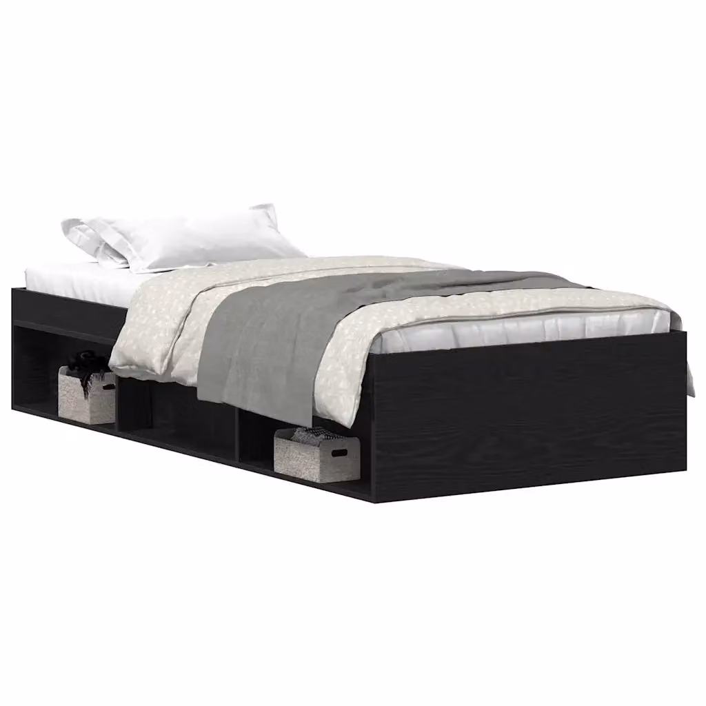 Struttura Letto Design Mania in Legno e MDF Nero con Compartimenti Laterali L/P/H: 190 x 90 x 35 cm – 2