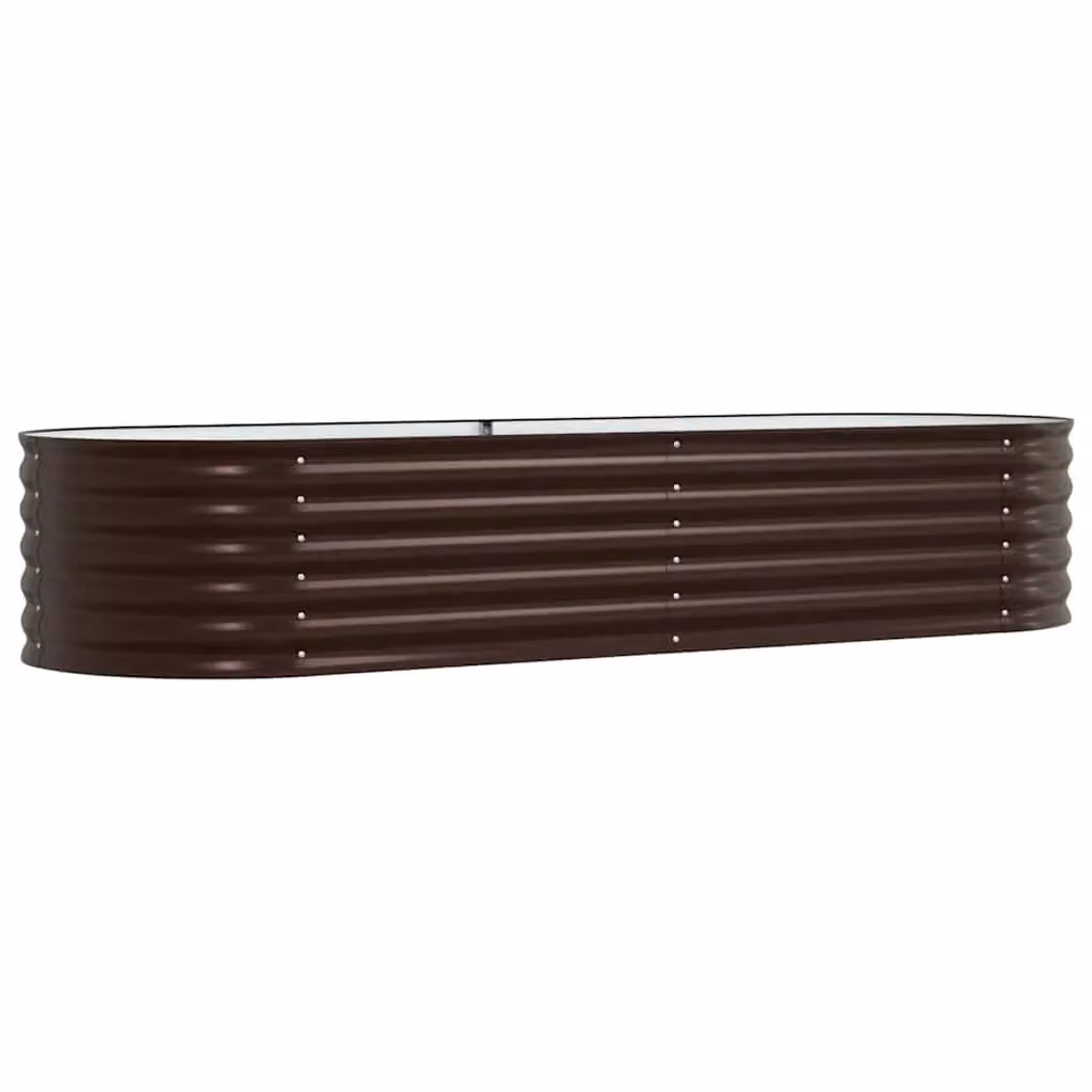 Fioriera rialzata moderna HELLOSHOP26 in acciaio color marrone per orto o giardino ornamentale L: 240 cm, P: 80 cm, H: 44 cm – 2