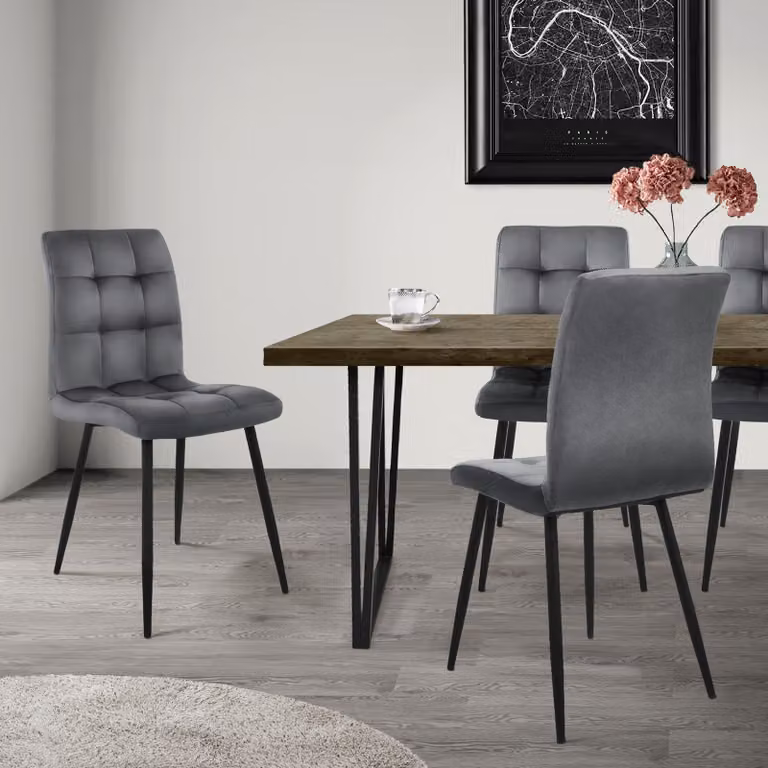 ML-Design set di 4 sedie da pranzo con schienale, antracite, in velluto