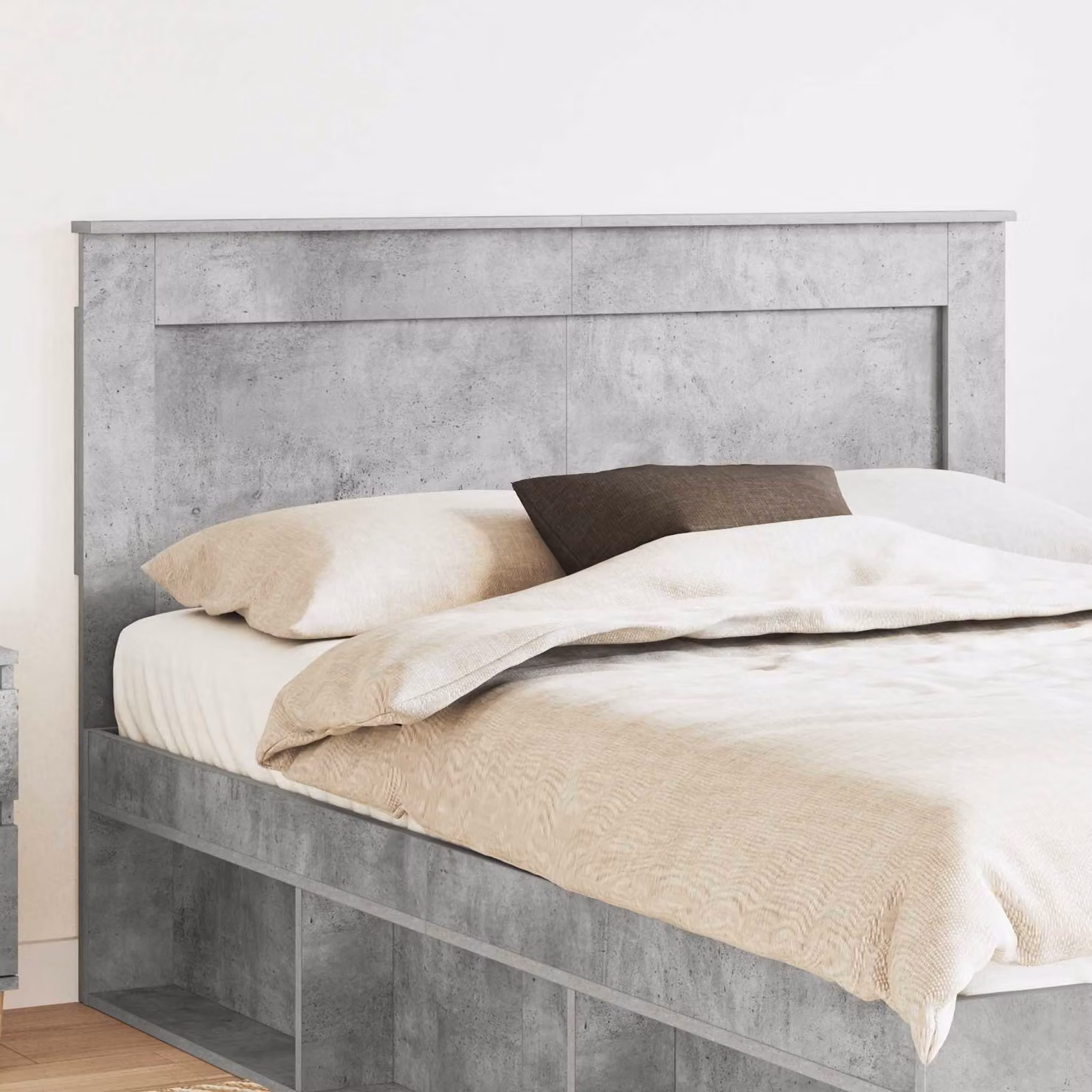 Testiera per letto moderna vidaXL in legno ingegnerizzato, colore grigio cemento