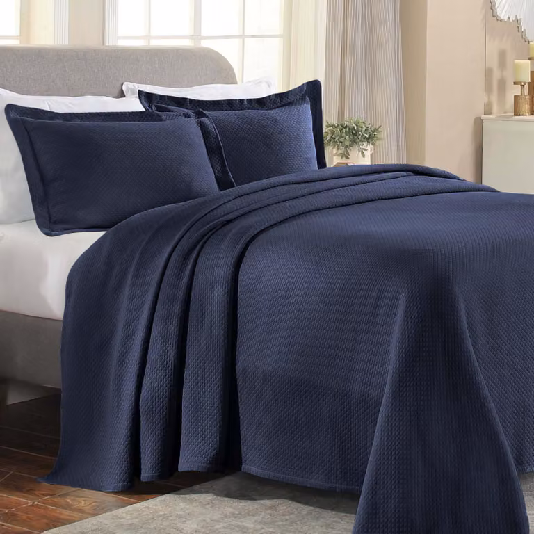 Set di lenzuola in cotone di alta qualità, con copripiumini, color blu navy