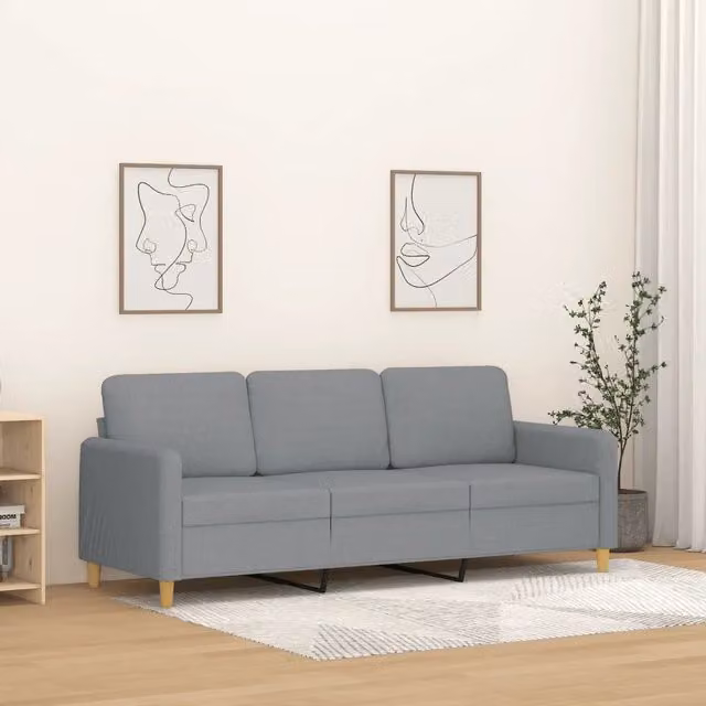 Divano moderno a 3 posti vidaXL in tessuto grigio con struttura in metallo e imbottitura in schiuma L: 198 cm, P: 80 cm, H: 77 cm – 1