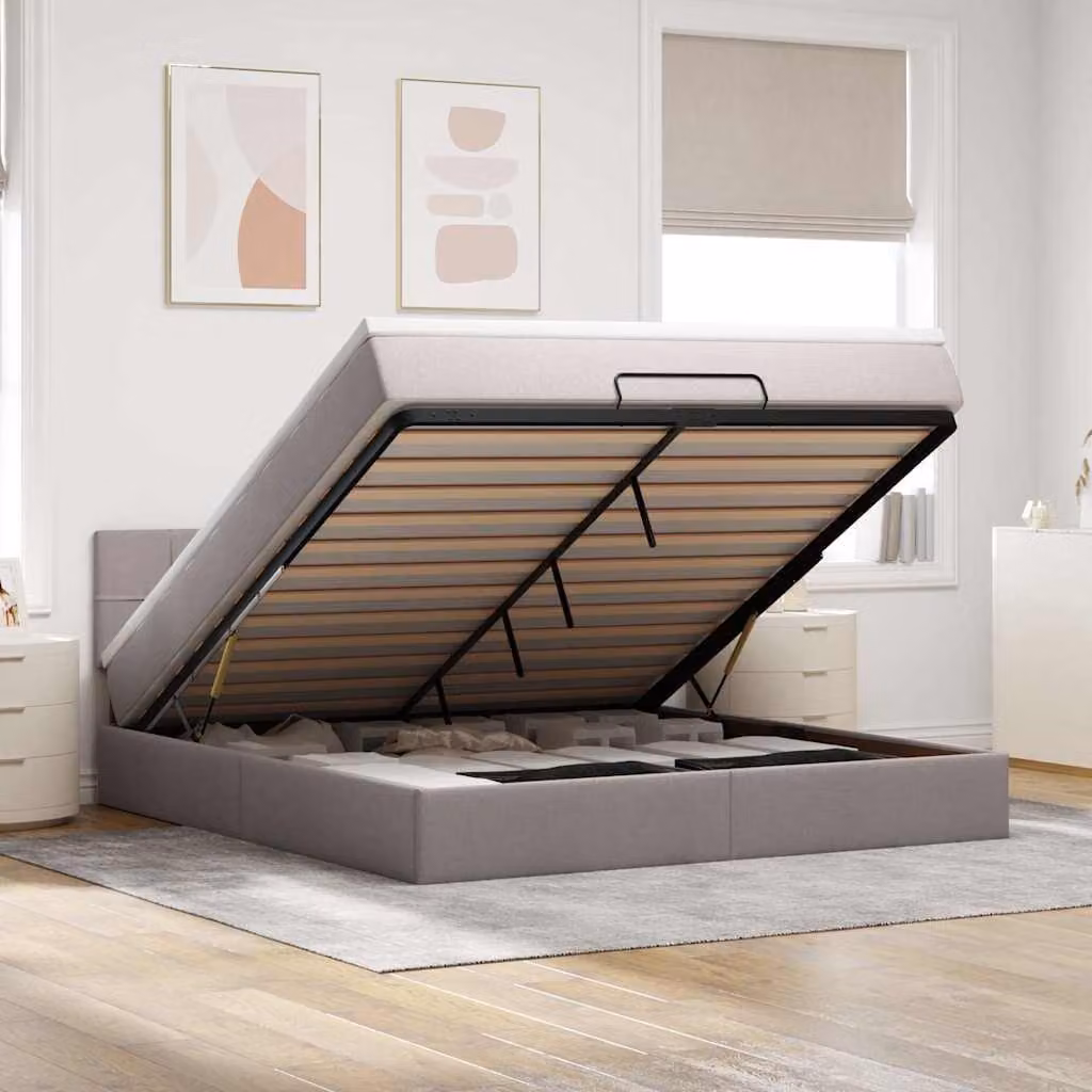 Maison Exclusive - Letto ottomano con materasso e LED taupe 180x200 cm tessuto