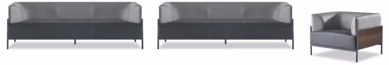 Graue Wartezimmer Möbel Luxuriöse 2x 3-Sitzer Edler Sessel 3tlg Garnitur