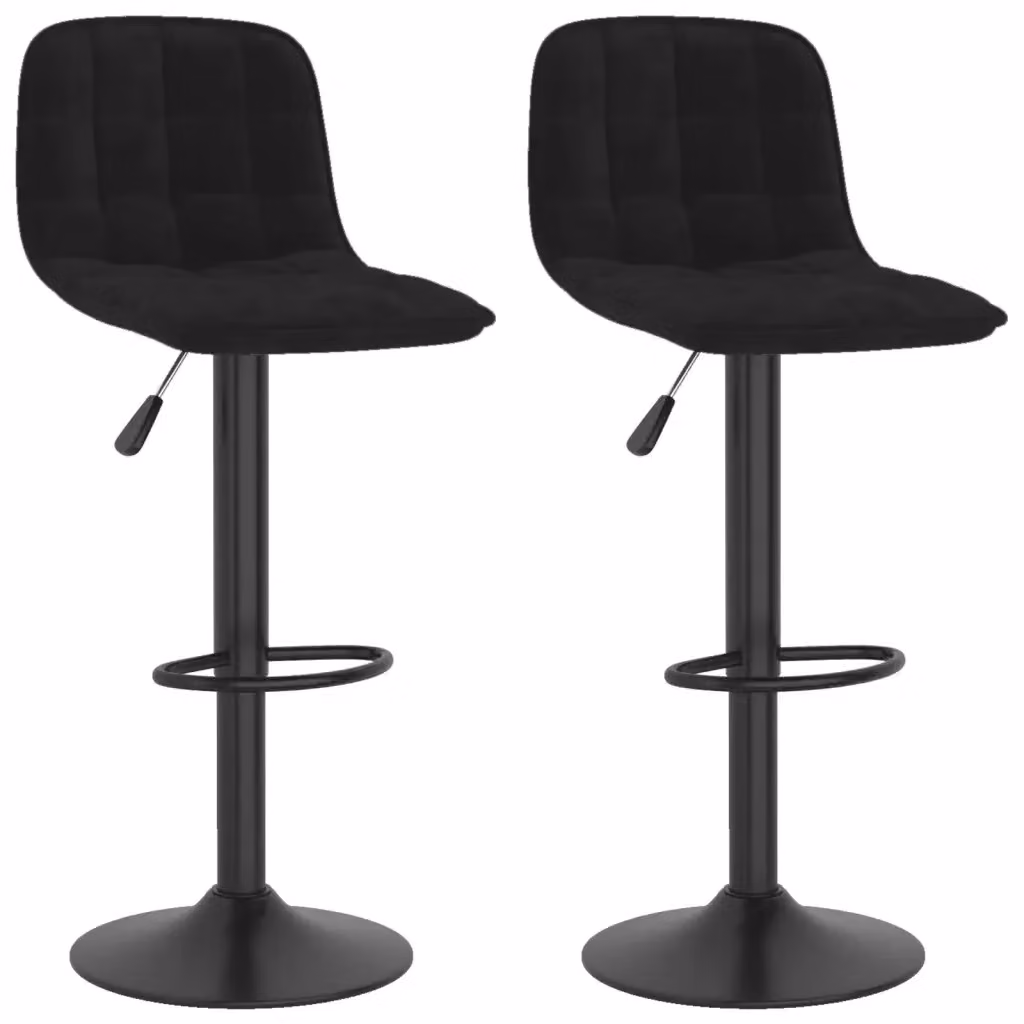 Set di 2 sgabelli da bar vidaXL in velluto nero con struttura in metallo moderno – 2