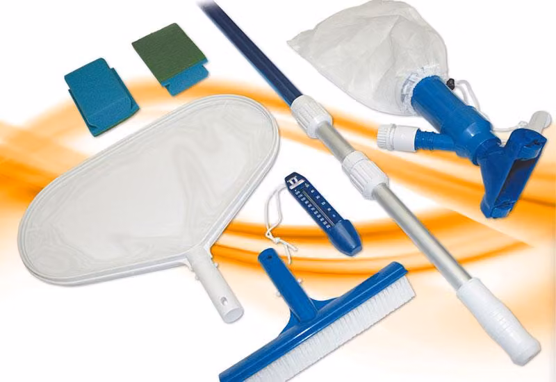 Set di pulizia Intex attrezzatura di base aspirapolvere Venturi, asta telescopica 4 pezzi 2,20 m termometro, spazzola per piscina, lavamano, retino per foglie