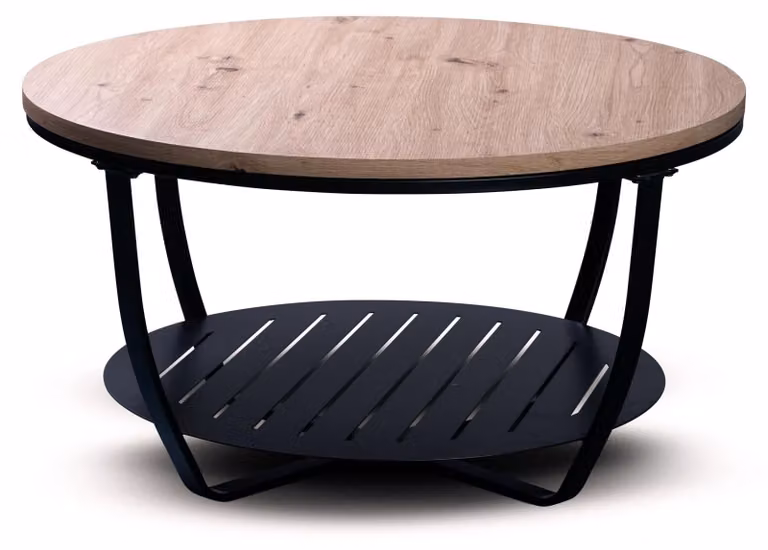 Tavolino rotondo moderno con struttura nera, diametro 80 cm