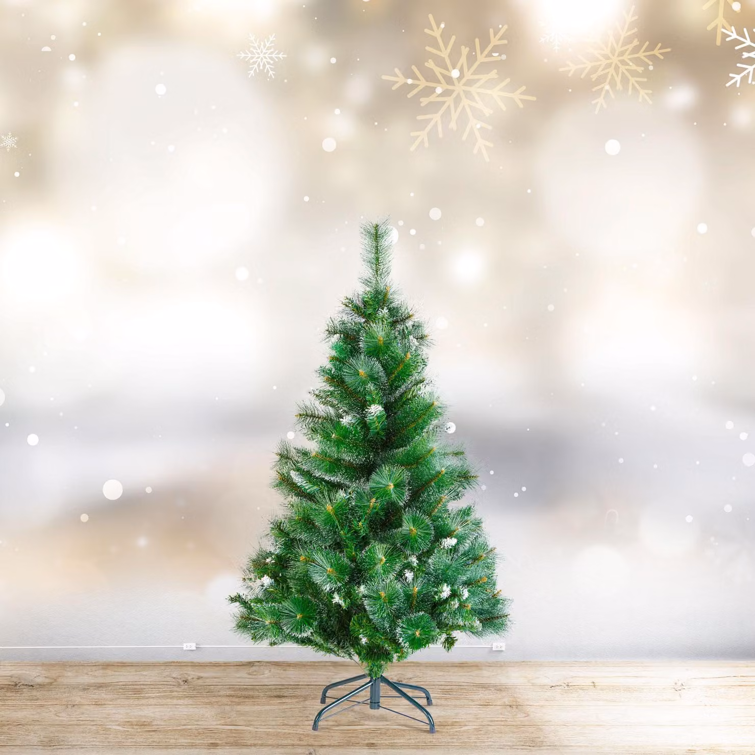 Albero di Natale artificiale - 210 cm - in PVC - con neve artificiale