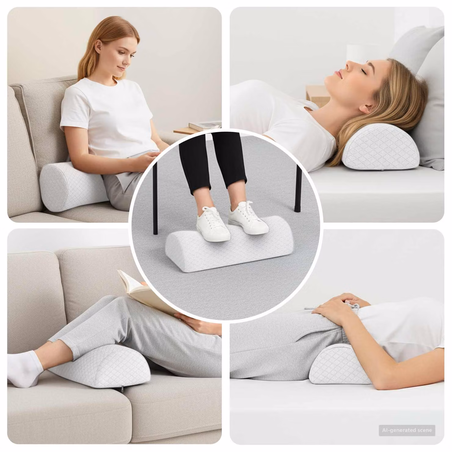 vidaXL Cuscino per Gambe e Schiena in Memory Foam Bianco, L 52 x P 20 x H 12 cm