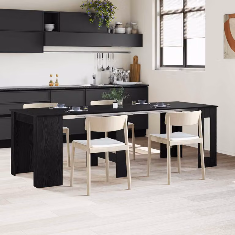 vidaXL Tavolo da Pranzo Moderno Rettangolare in Legno Composito Nero L: 240 cm, P: 85 cm, H: 75 cm
