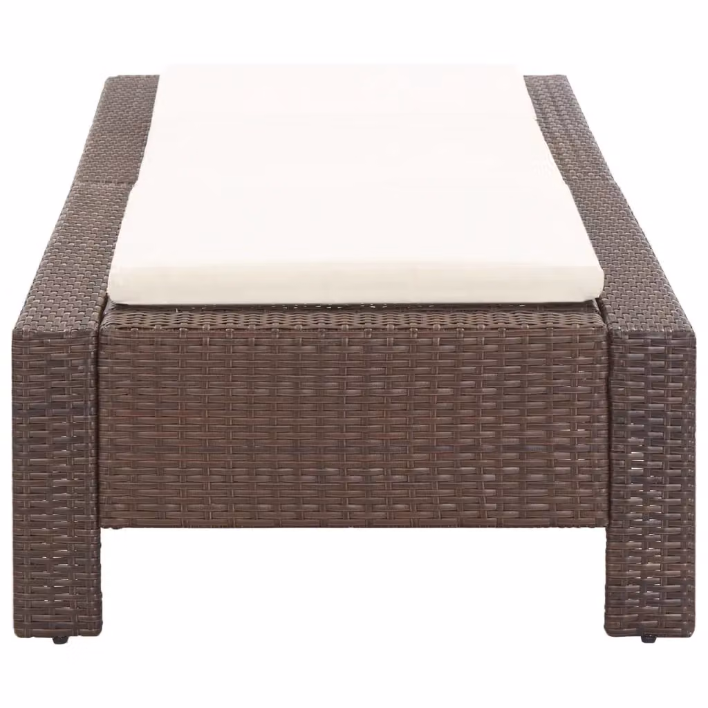 Lettino prendisole vidaXL in polyrattan marrone con cuscino e poggiatesta regolabile – 2