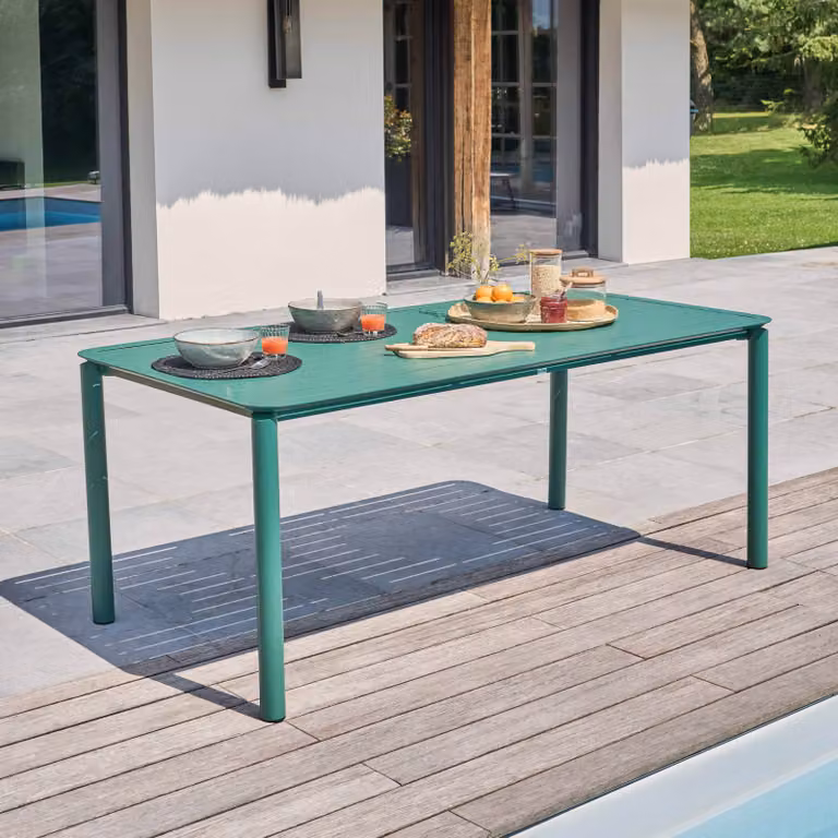 Tavolo da giardino rettangolare in alluminio verde scuro - Oviala Almada
