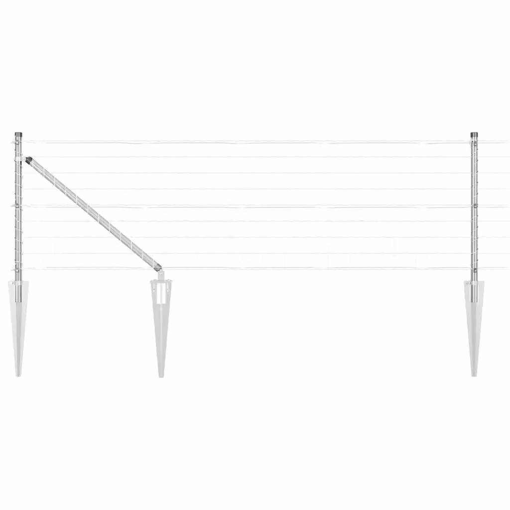 Recinzione da esterno vidaXL in acciaio zincato argento con punte, L: 50 m, H: 0,4 m – 3