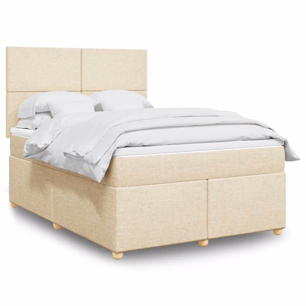 Maison Exclusive - Letto boxspring con materasso Crema 140x200 cm Tessuto