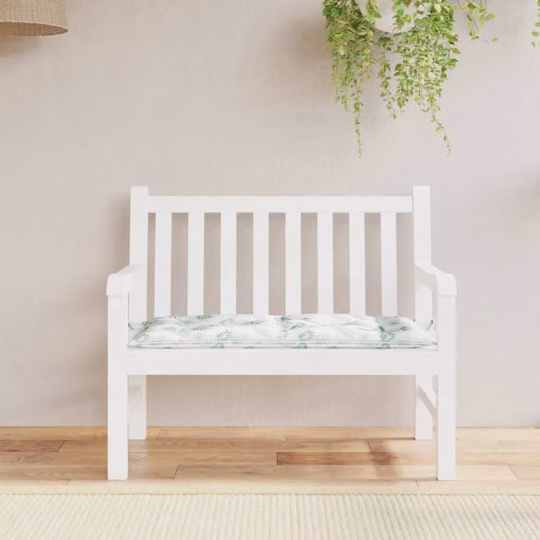 vidaXL Cuscino per Panca a Foglie Multicolore Verde, L 100 cm x P 50 cm x H 7 cm, in Tessuto Oxford Idrorepellente e Traspirante
