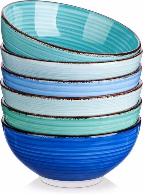 Set di Cottura in Ceramica EliteNest Vintage Blu da 6 Parti, 800ml, Adatto per Forno, Microonde e Lavastoviglie