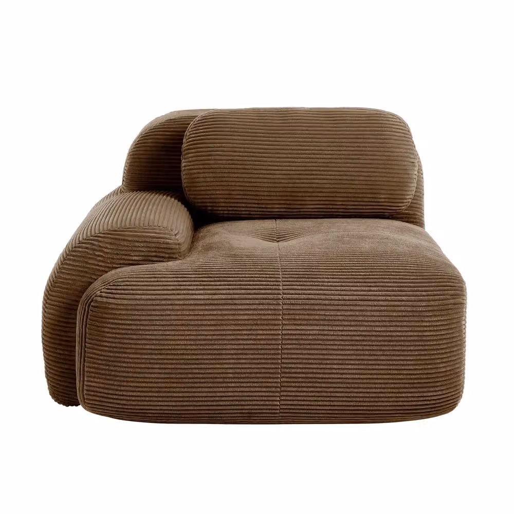 Divano angolare Minimal in velluto marrone con cuscini – 2