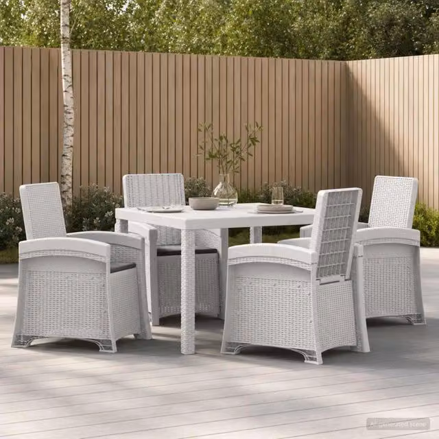 Set da Pranzo per Giardino 5 pz Bianco e Antracite PP 3430112