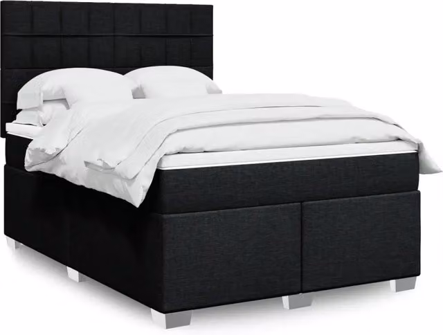 vidaXL Giroletto a Molle Ibrido con Materasso in Tessuto Nero L/P/H: 140 x 190 x 150,5 cm – 2
