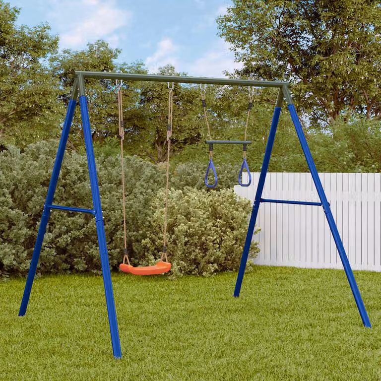 vidaXL Set Gioco da Esterno con Altalena e Trapezio Multicolore in Metallo e Plastica H: 206 cm, L: 185 cm, P: 185 cm