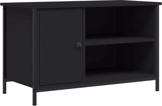 Mobile TV multimediale mensola TV credenza TV sala da pranzo soggiorno camera da letto 80 x 40 x 50 cm legno ingegnerizzato nero 02_0026319