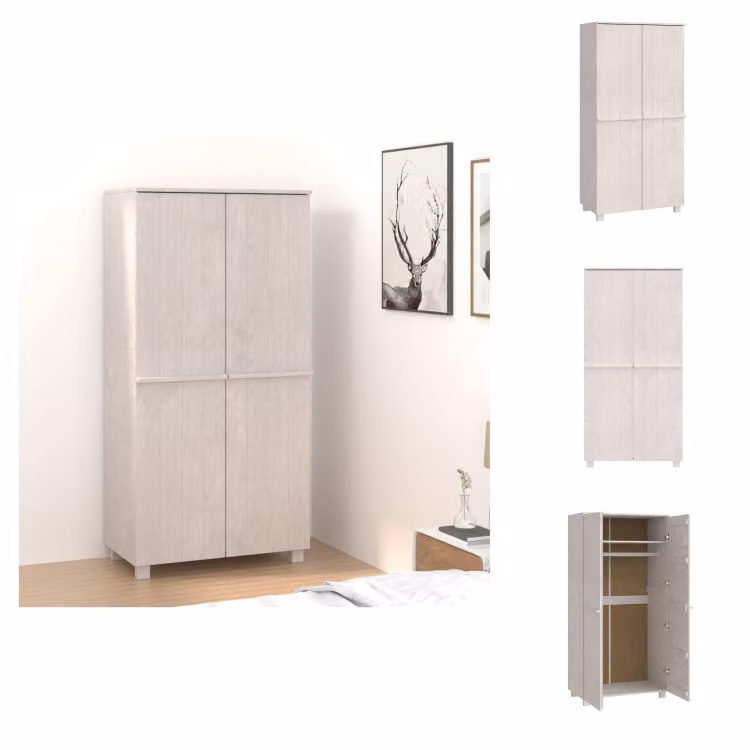 vidaXL Armadio HAMAR Bianco 89x50x180 cm in legno di pino massiccio - Armadi