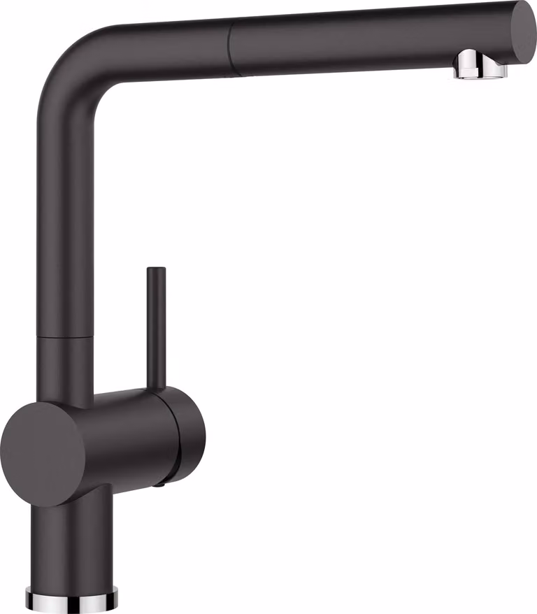 BLANCO 526148 Rubinetto LINUS-S in Silgranit nero con leva di comando a destra / Miscelatore monocomando / Miscelatore