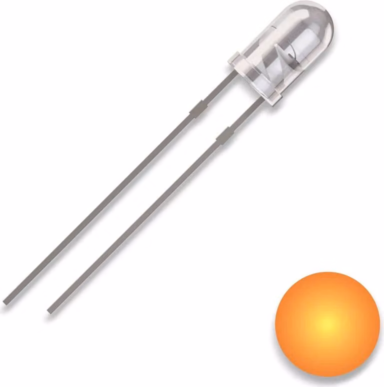 QUADRIOS LED, 3 mm, colore luce: giallo, colore alloggiamento: chiaro, 2500 mcd, 590 nm, 2,54 mm