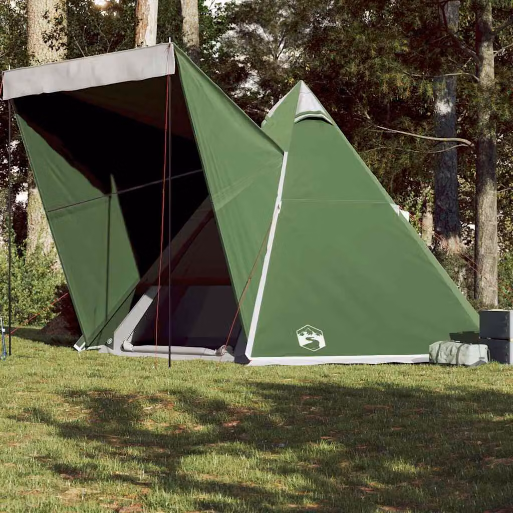 Tenda Familiare Impermeabile vidaXL per 6 Persone Verde in Poliestere