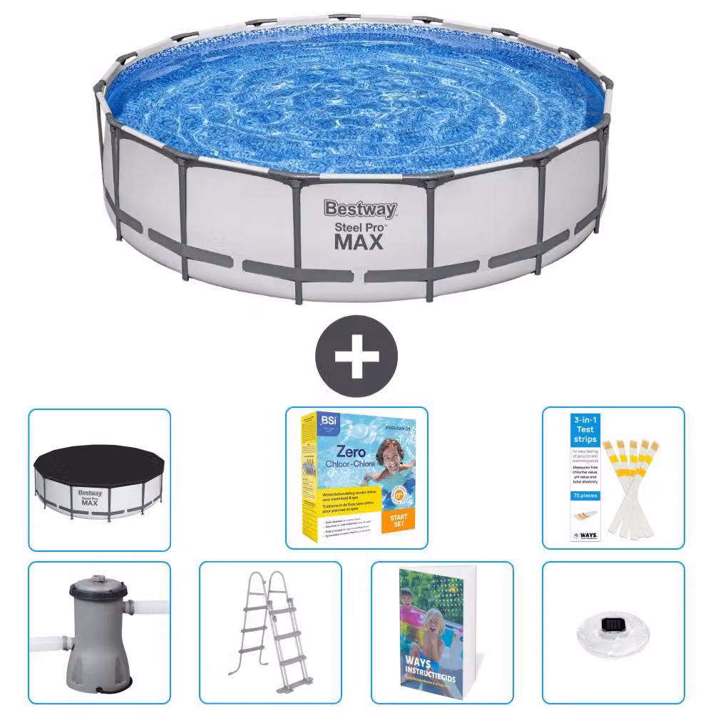 Piscina gonfiabile Bestway Steel Pro MAX, rotonda, 457x122 cm, composta da 6 parti, modello S526