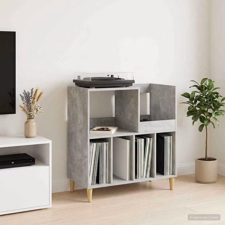 vidaXL Supporto per giradischi moderno in MDF Grigio, L 82 cm x P 39,5 cm x H 82,5 cm