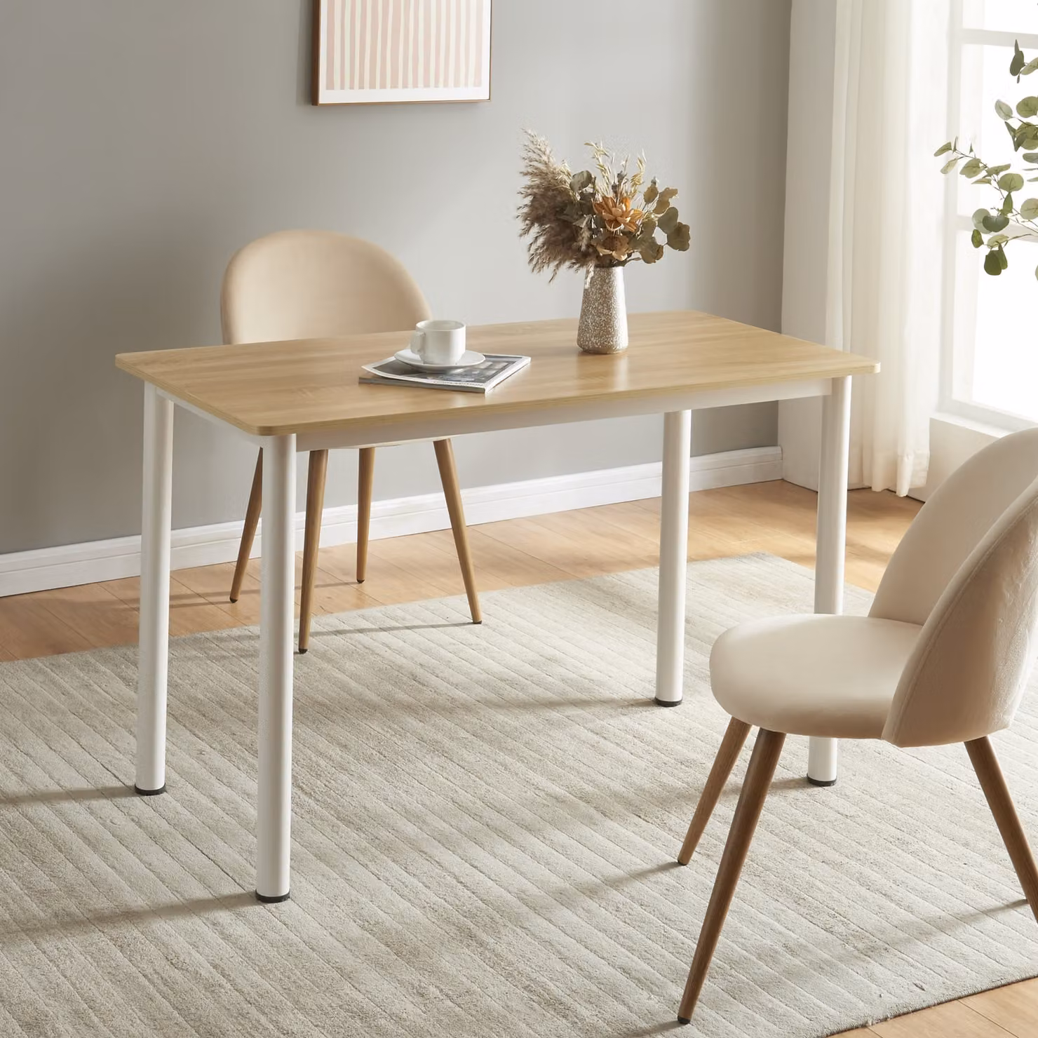 Tavolo da pranzo 'Tammela' per 4 persone 120 x 60 cm gambe in acciaio effetto rovere