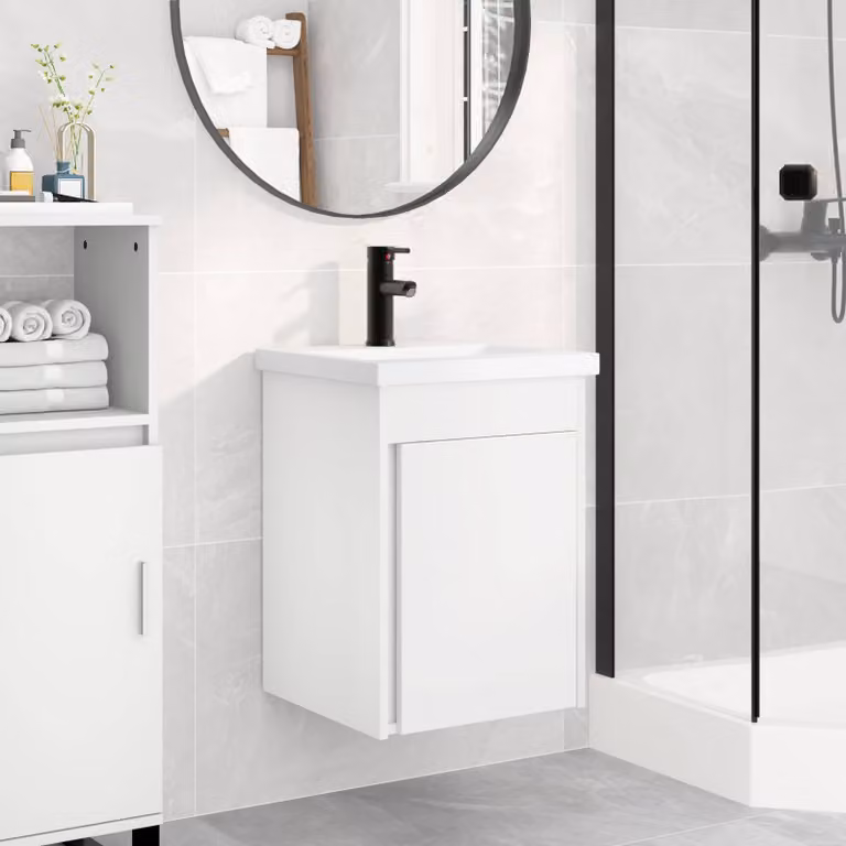 Mobile bagno con rubinetto vidaXL Bianco L: 42 cm, P: 40 cm, H: 74,5 cm