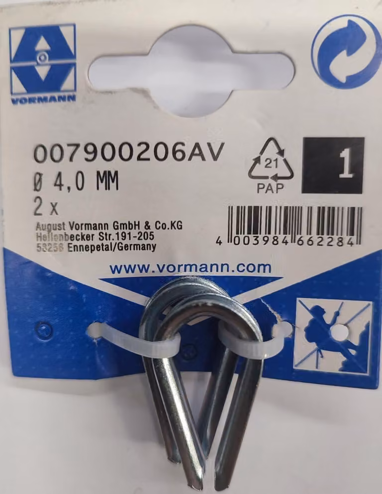 Giunto per cavo-cozza zincato 4mm 21.5/13 2 pz