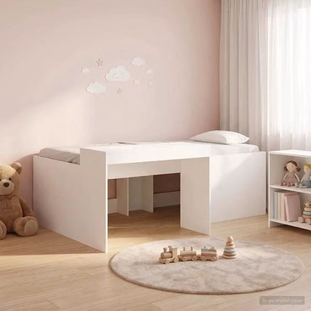 Letto alto per bambini con scrivania Bianco 75 x 190 cm 3422683