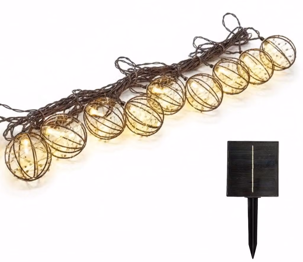 Catena luminosa solare, 10 sfere, 4 metri, 13 modalità, luce bianco caldo, grado di protezione IP44