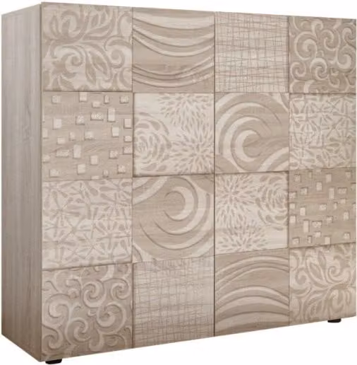 Credenza moderna con 2 ante TFT Blossom in legno Rovere Samoa, colore marrone e beige, L: 120 cm, P: 42 cm, H: 110 cm
