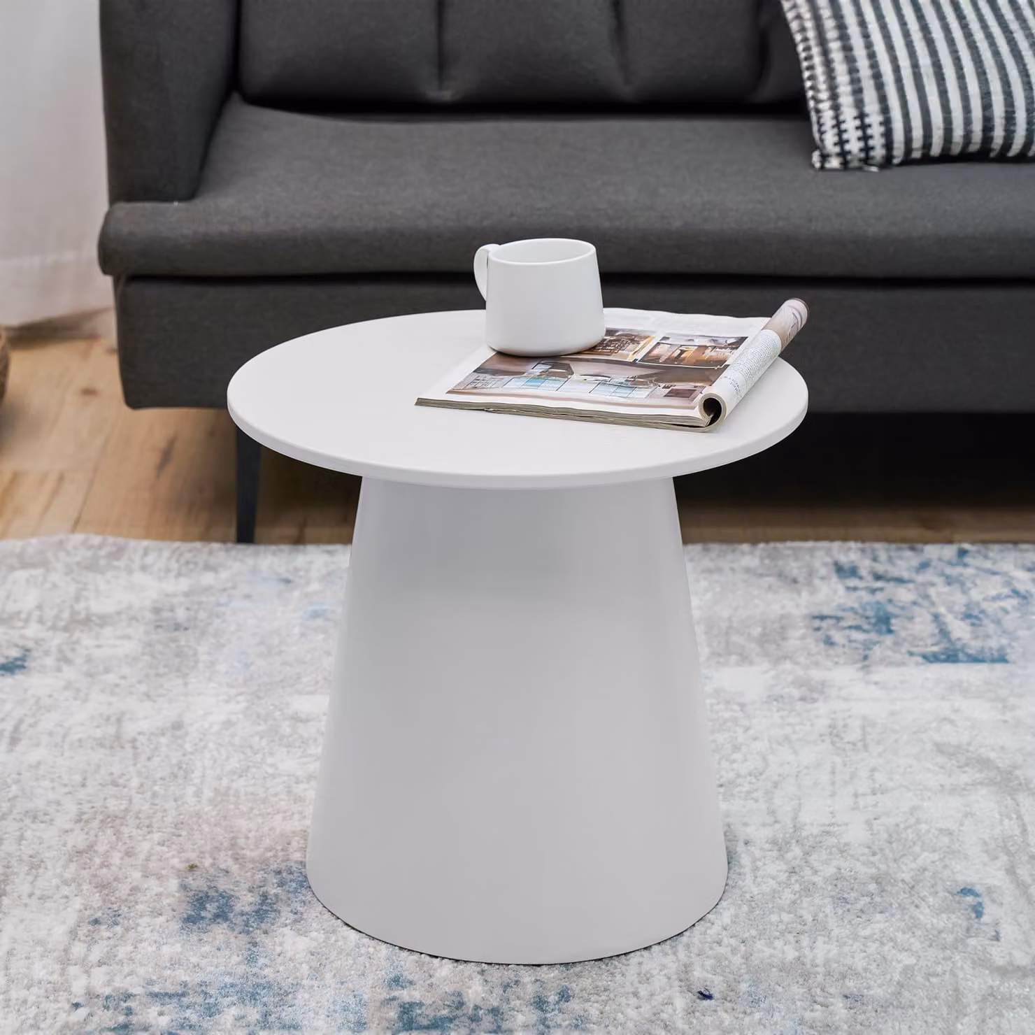 Tavolino 'Nyd' rotondo in MDF 40 x Ø44 cm Bianco