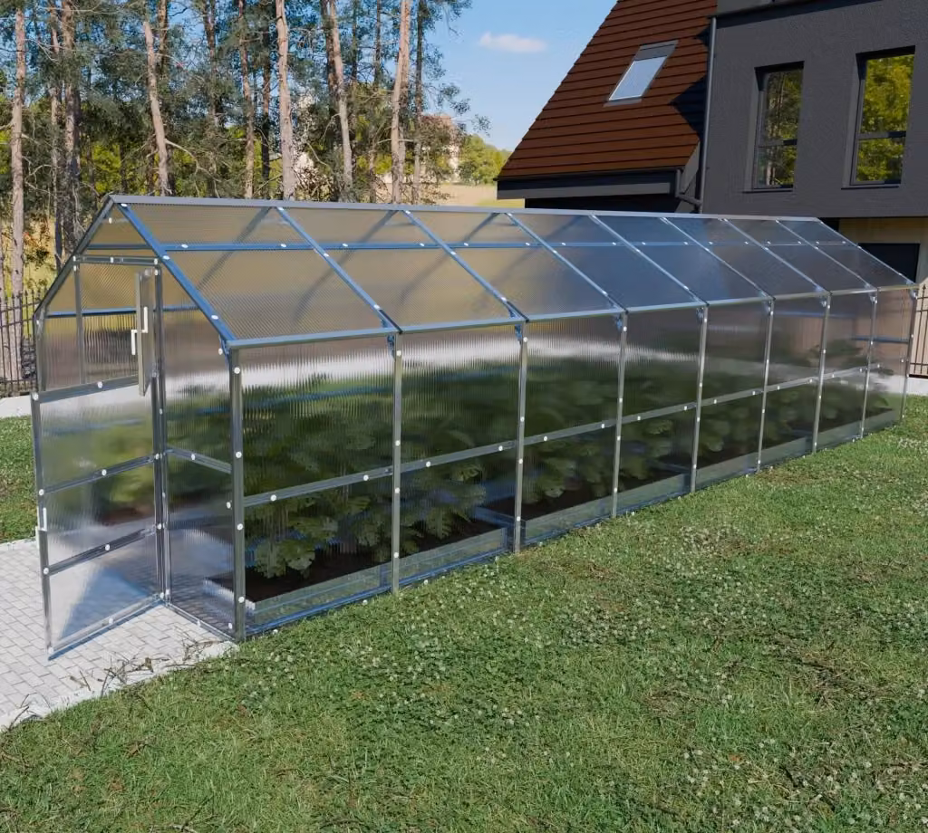 Serra da giardino KLASIKA BERNARD con rivestimento in policarbonato trasparente, L: 8 m, P: 2,35 m – 2