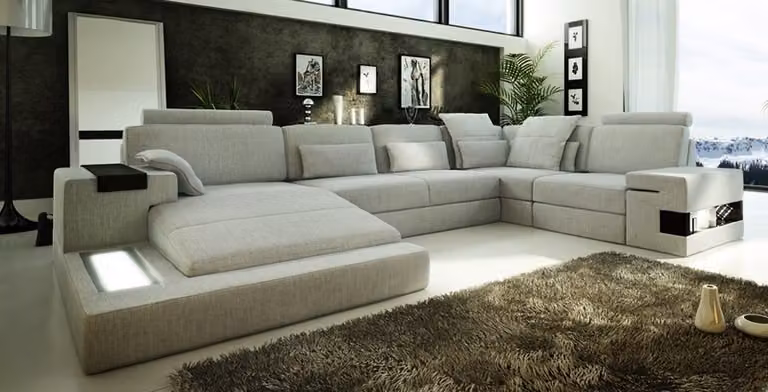 Design Sofa Ecksofa + USB Couch Garnitur Polster Sitz Ecke Sofas Wohnlandschaft