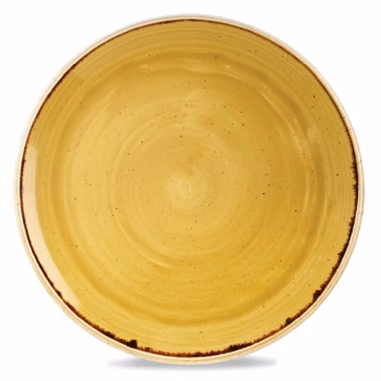 Piatto piano in porcellana giallo stone, diam. 29cm, 12 pezzi