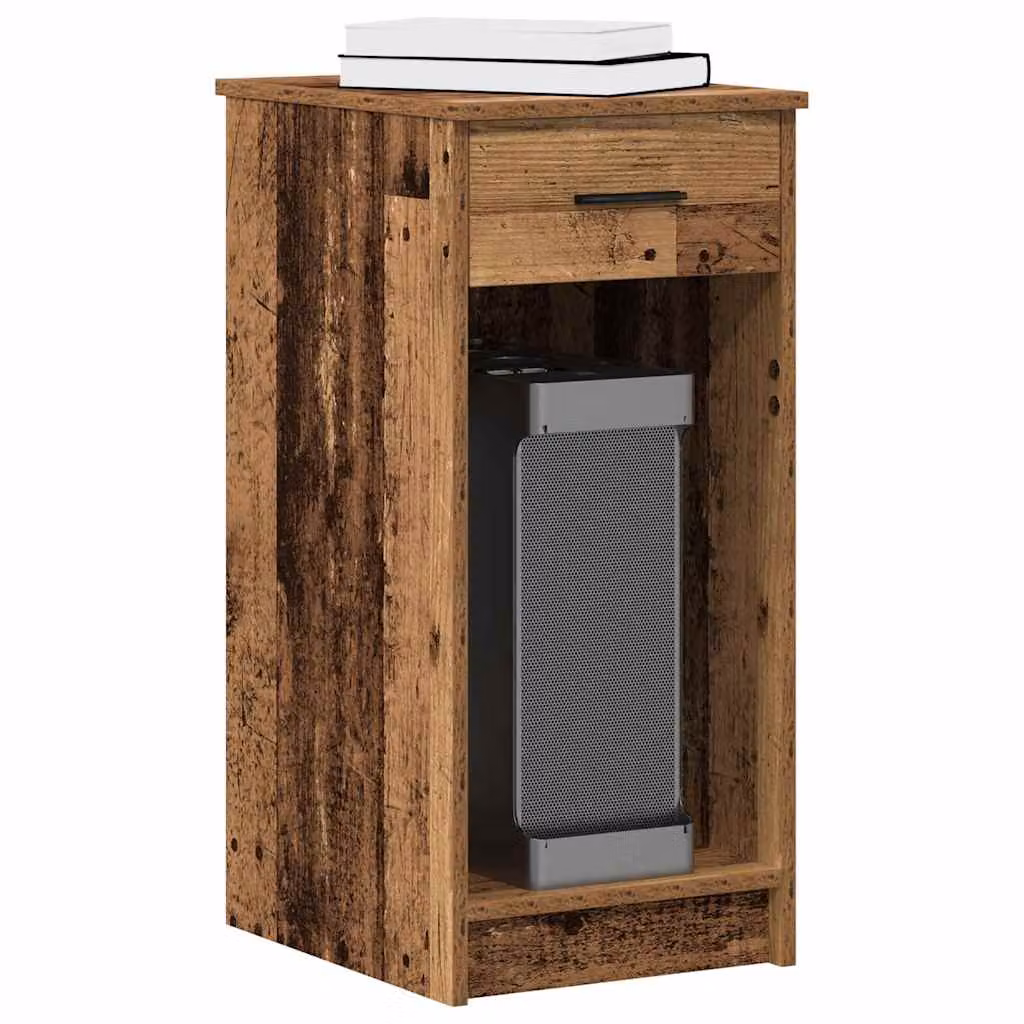 vidaXL Supporto per Computer a Torre con Cassetto in Colore Antico Marrone L: 35 cm, P: 45 cm, H: 77 cm