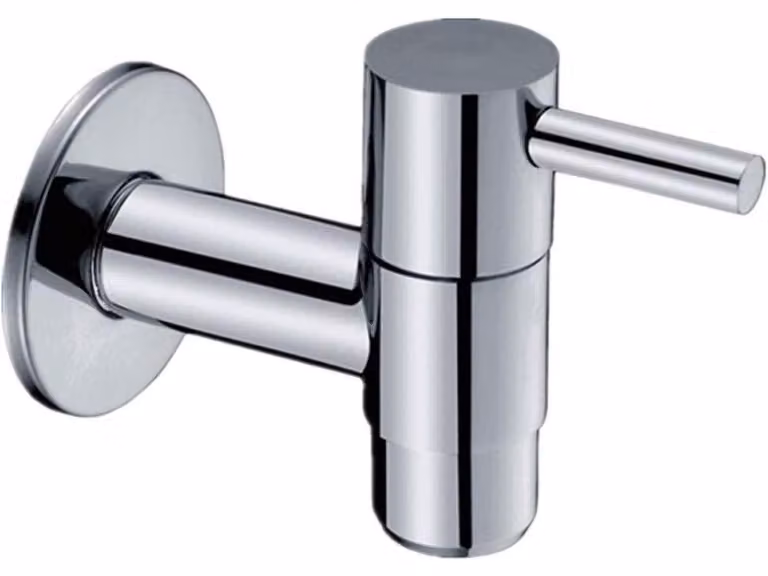 Rubinetto a parete, modello cascata, in ottone cromato, per lavabo/cucina