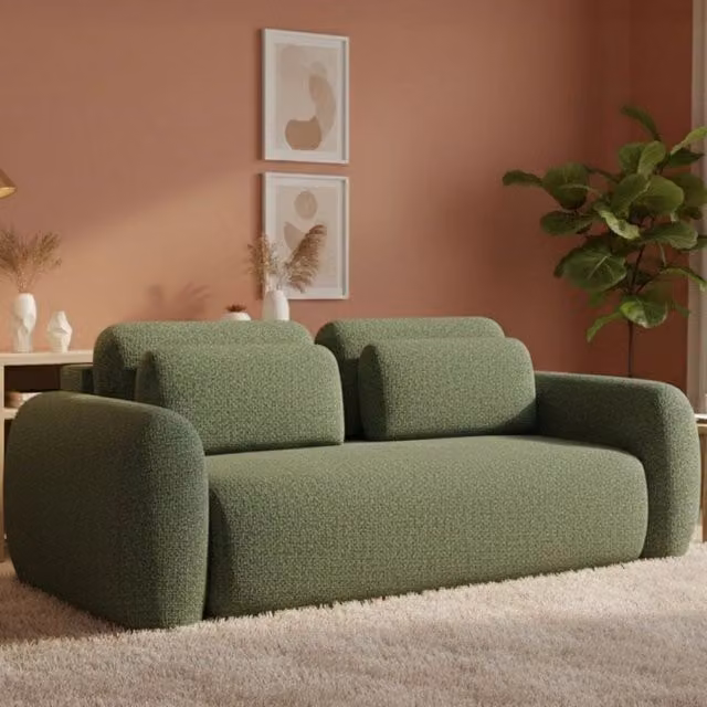 Sessame Divano Letto 3 Posti con Contenitore DMORA Verde L: 266 cm, P: 121 cm