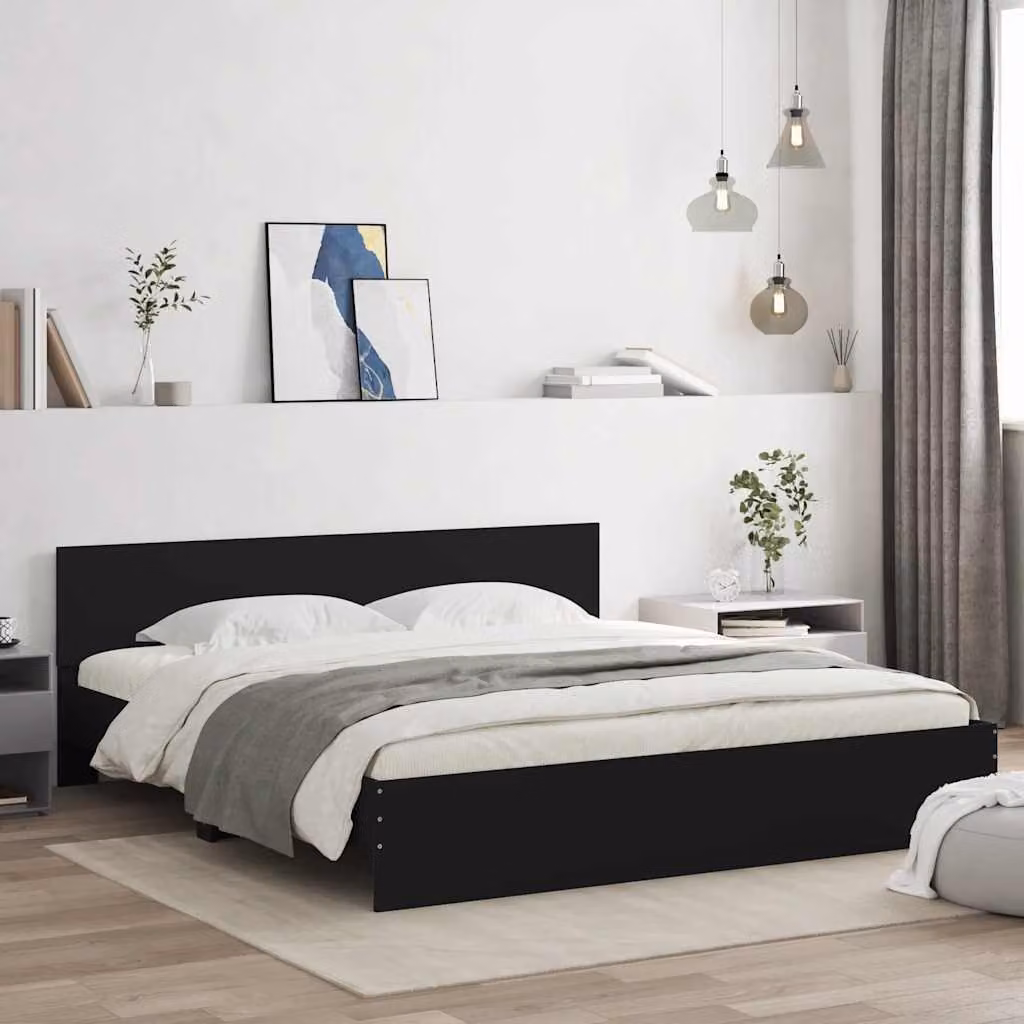 Giroletto con Testiera vidaXL Nero L: 180 cm, P: 200 cm, H: 185 cm – 1